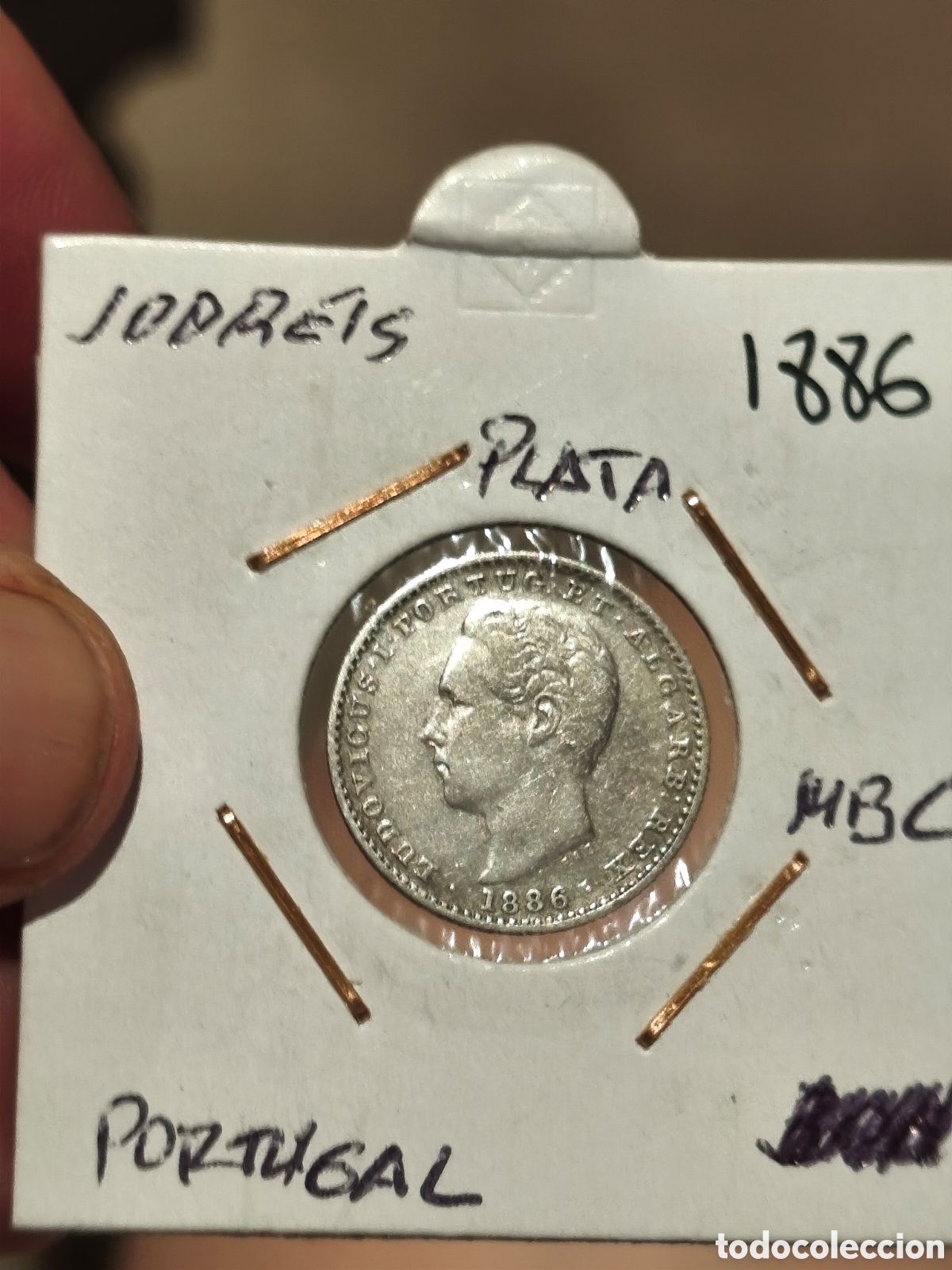Monedas antiguas de Europa: 100 reis plata Portugal mbc bonita 1886 ver las im&aacute;genes