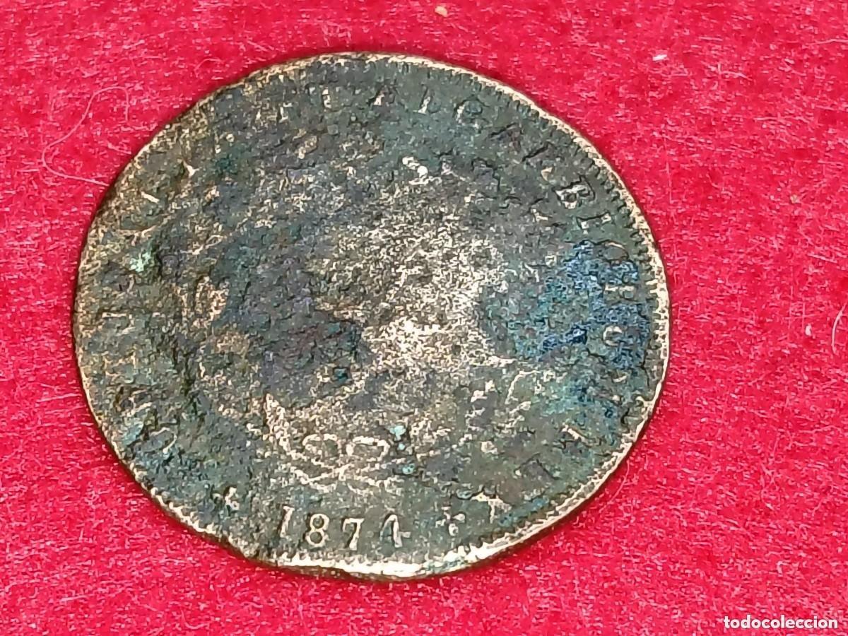 Monedas antiguas de Europa: PORTUGAL 10 reis 1874 Rey Luis I (DIFICIL DE ENCONTRAR)
