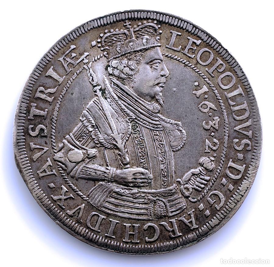 Monedas antiguas de Europa: SC-Austria. Archiduque Leopoldo. Taler 1632 Hall. EBC-/XF- Plata 28,23 g. Escasa