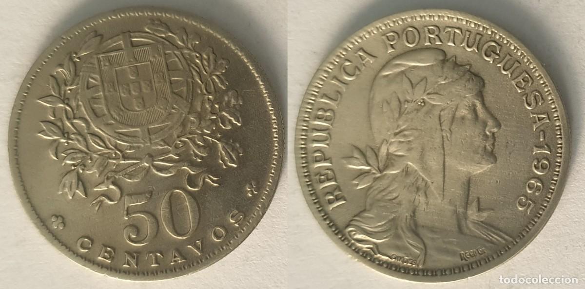 Monedas antiguas de Europa: Portugal 50 Centavos 1965 &ndash; Rep&uacute;blica Portuguesa &ndash; KM#577