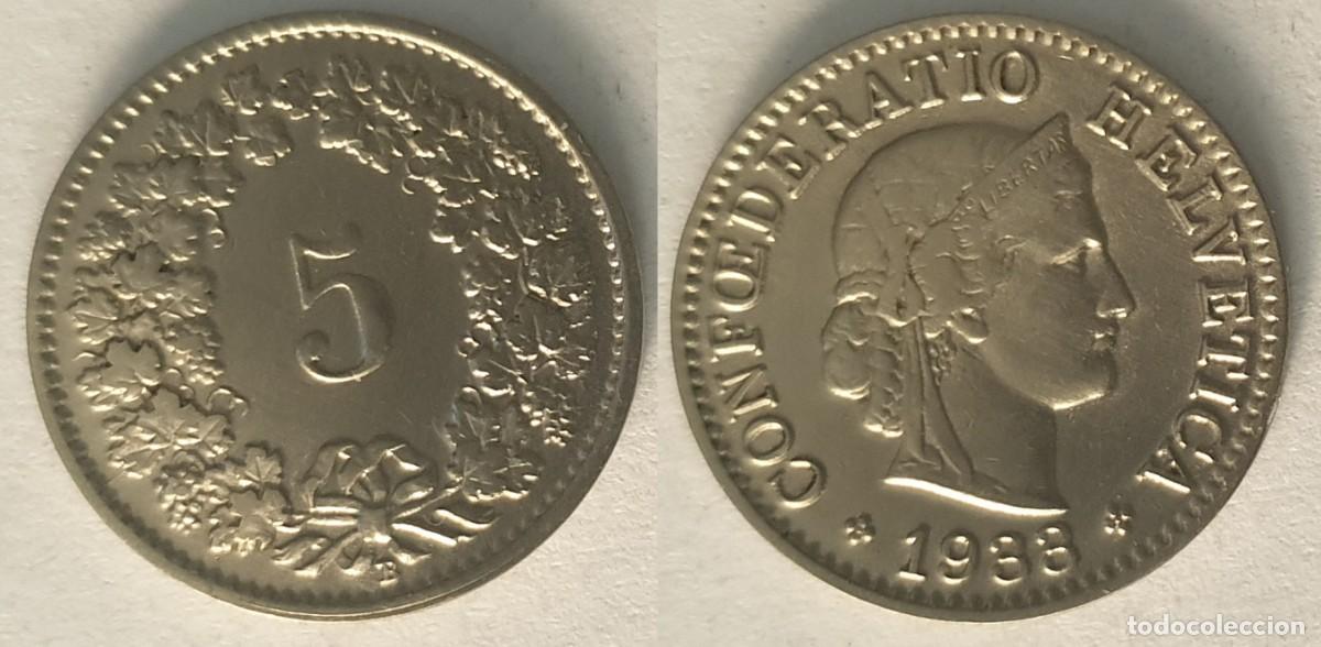 Monedas antiguas de Europa: Suiza 5 C&eacute;ntimos 1988 &ndash; Helvetia &ndash; Bronce de aluminio &ndash; KM#26c