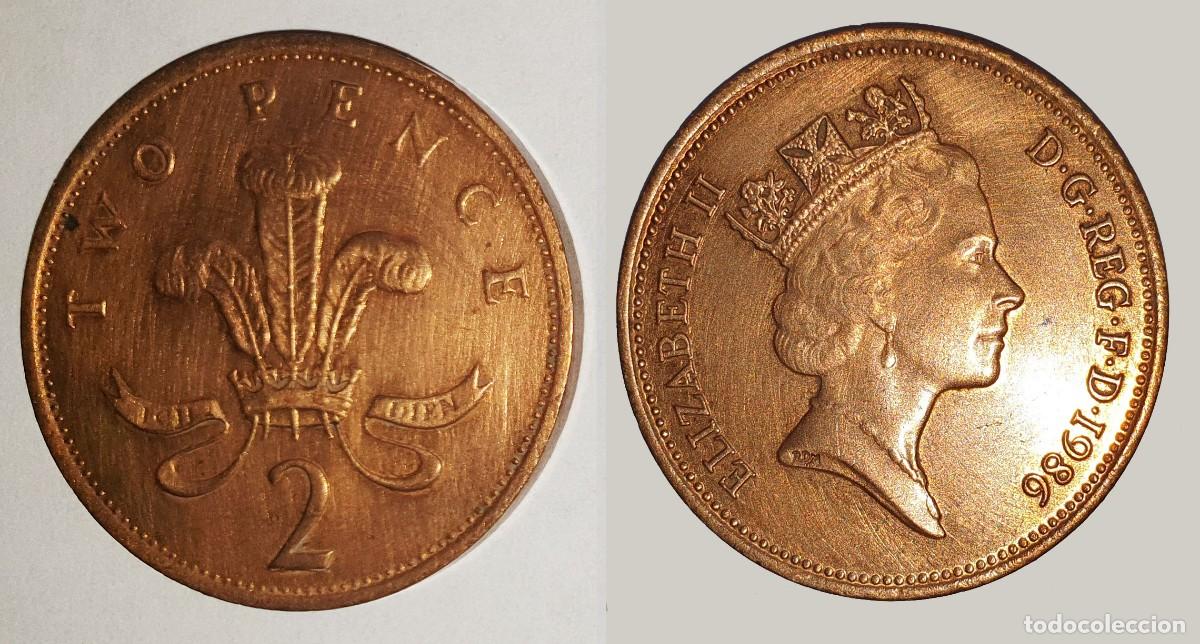 Monedas antiguas de Europa: Reino Unido 2 Peniques 1986 Isabel II KM#936