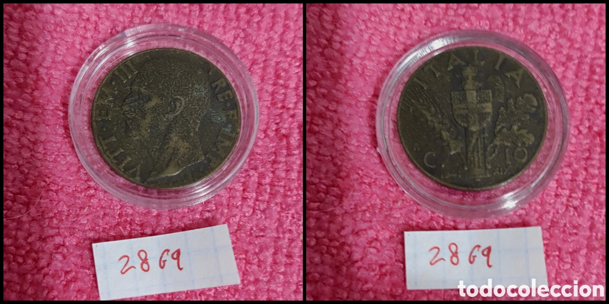 Monedas antiguas de Europa: 10 cent&eacute;simos italianos a&ntilde;o 1941