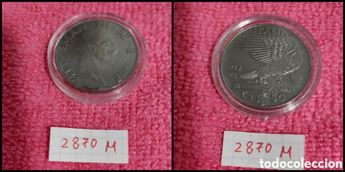 Monedas antiguas de Europa: 50 cent&eacute;simos italianos a&ntilde;o 1940, MAGN&Eacute;TICA