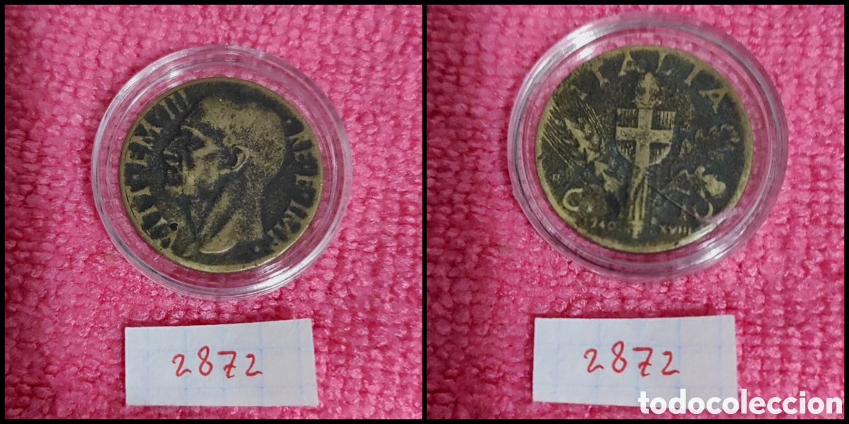 Monedas antiguas de Europa: 10 cent&eacute;simos italianos a&ntilde;o 1940