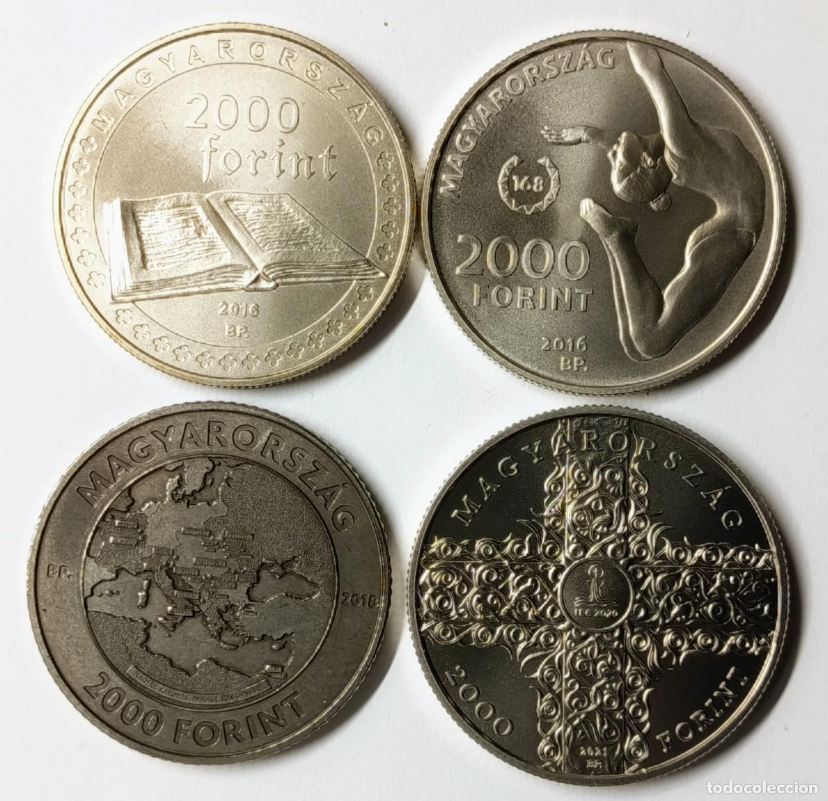 Monedas antiguas de Europa: HUNGR&Iacute;A (12). 4 MONEDAS DE 2000 FORINT, A&Ntilde;OS 2016 (2), 2018 Y 2020