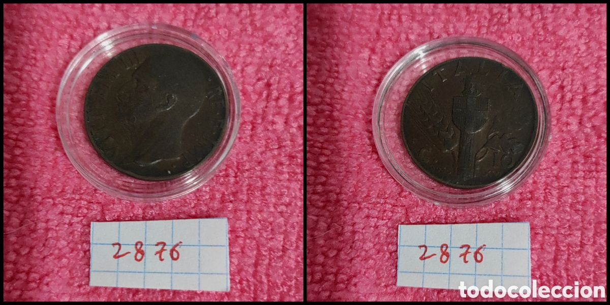 Monedas antiguas de Europa: 10 cent&eacute;simos italianos a&ntilde;o 1938