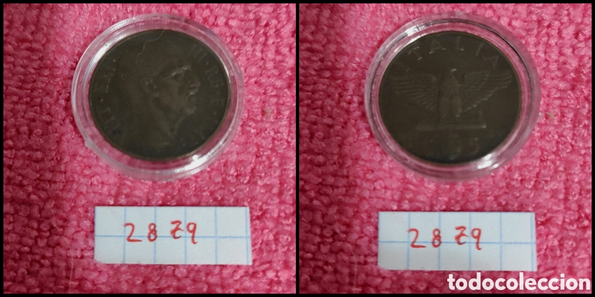 Monedas antiguas de Europa: 5 cent&eacute;simos italianos a&ntilde;o 1937