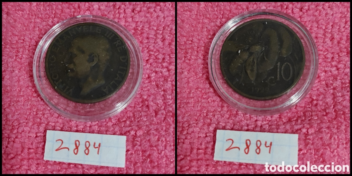 Monedas antiguas de Europa: Monedas de 10 cent&eacute;simos italianos a&ntilde;o 1929