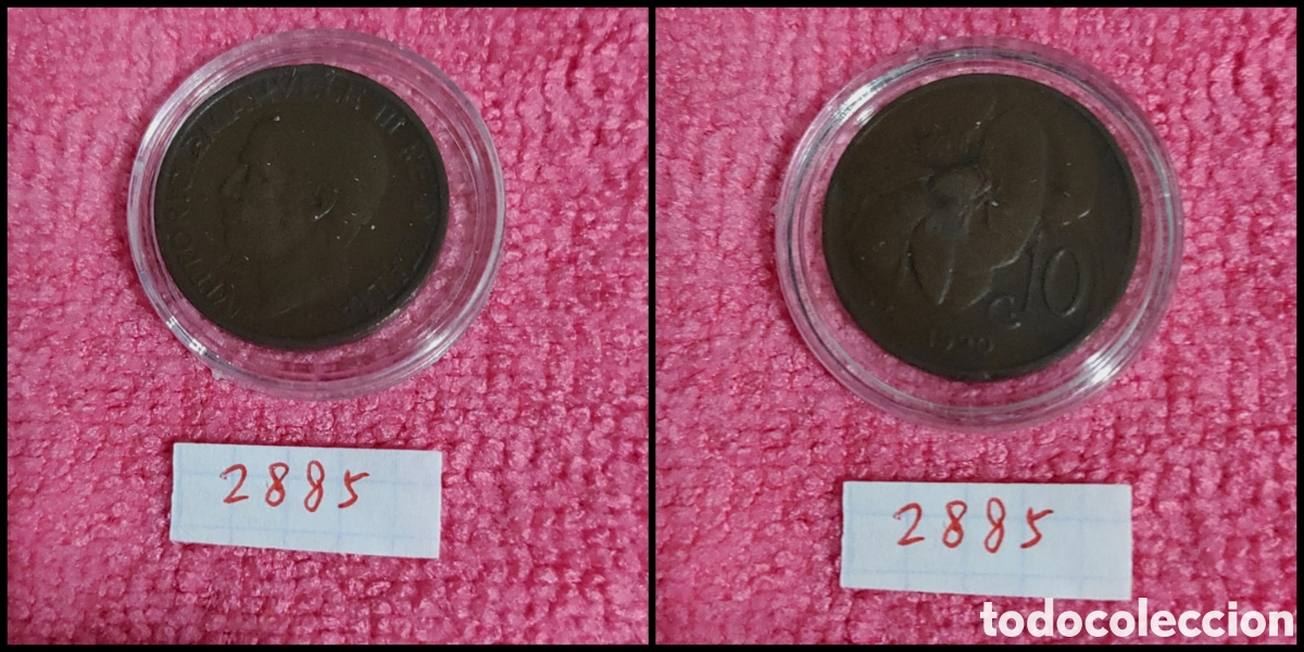Monedas antiguas de Europa: 10 cent&eacute;simos italianos a&ntilde;o 1920