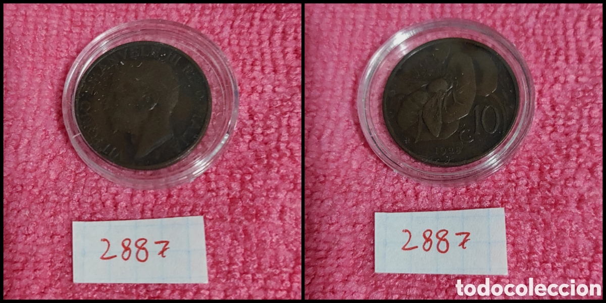 Monedas antiguas de Europa: 10 cent&eacute;simos italianos a&ntilde;o 1928