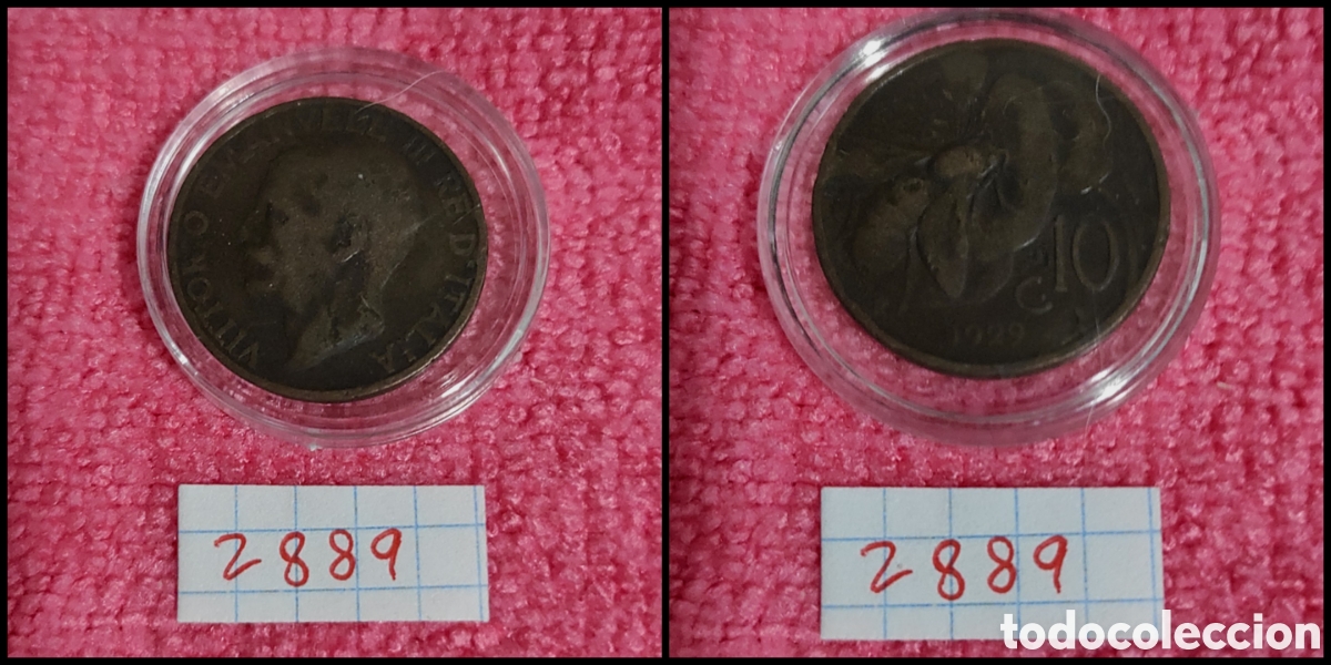 Monedas antiguas de Europa: 10 cent&eacute;simos italianos a&ntilde;o 1929