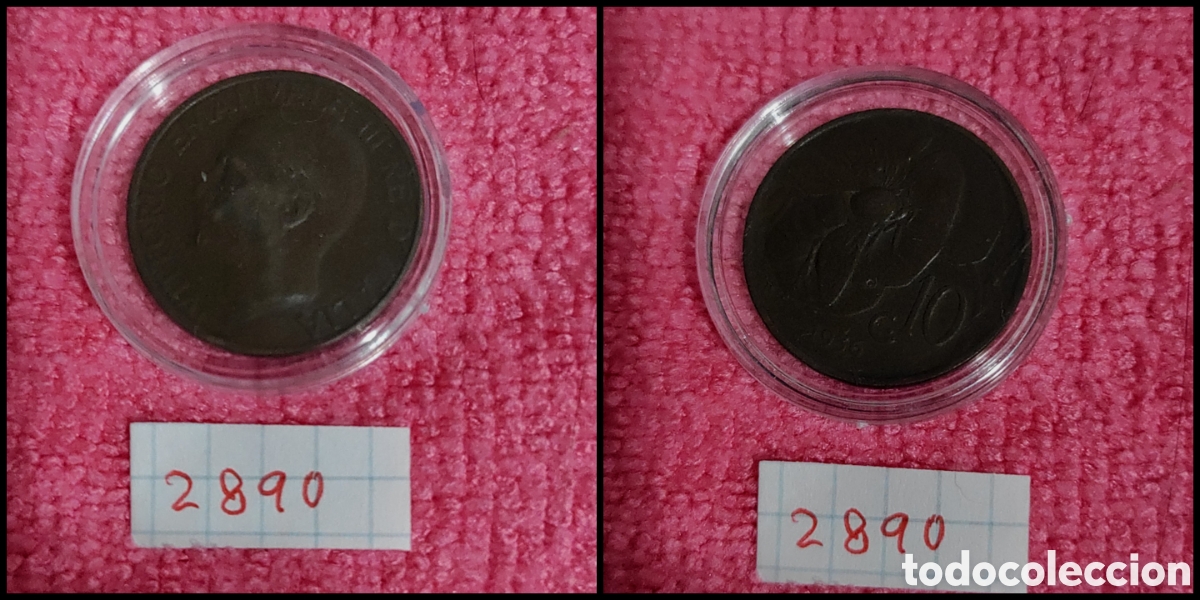 Monedas antiguas de Europa: 10 cent&eacute;simos italianos a&ntilde;o 1936