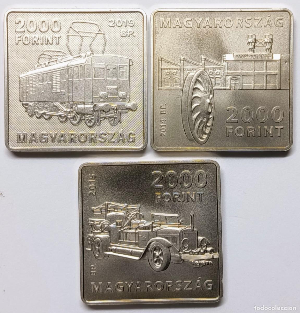 Monedas antiguas de Europa: HUNGR&Iacute;A (13). 3 MONEDAS DE 2000 FORINT, A&Ntilde;OS 2014, 2015 y 2019