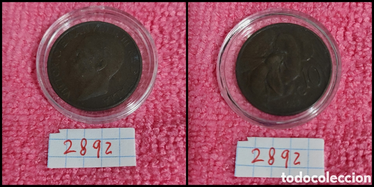 Monedas antiguas de Europa: 10 cent&eacute;simos italianos a&ntilde;o 1933