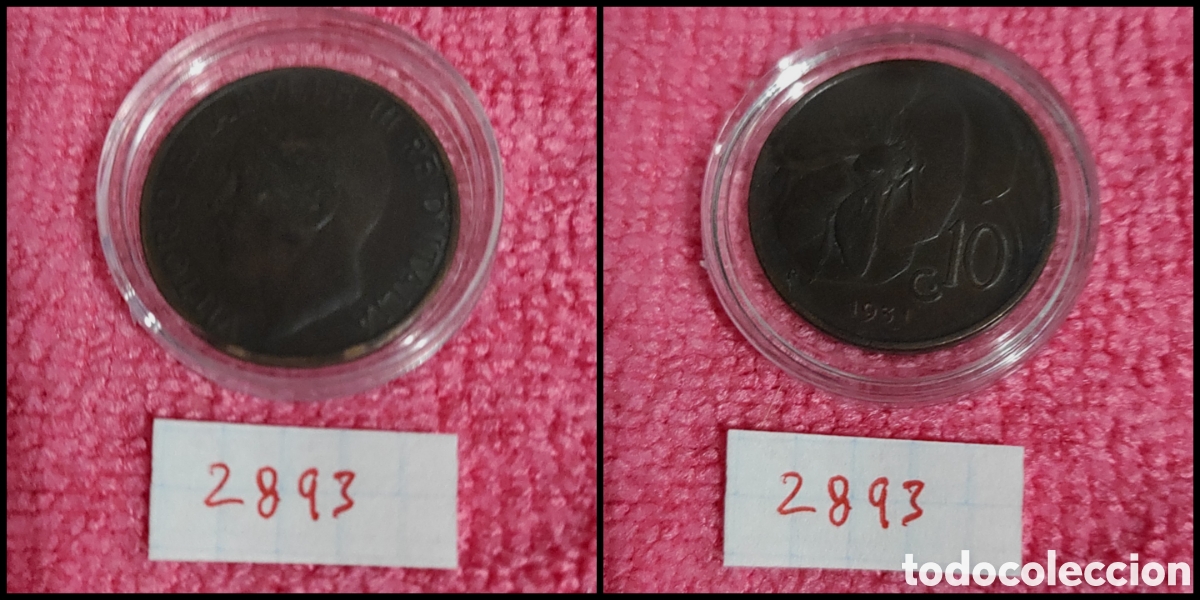 Monedas antiguas de Europa: 10 cent&eacute;simos italianos a&ntilde;o 1931
