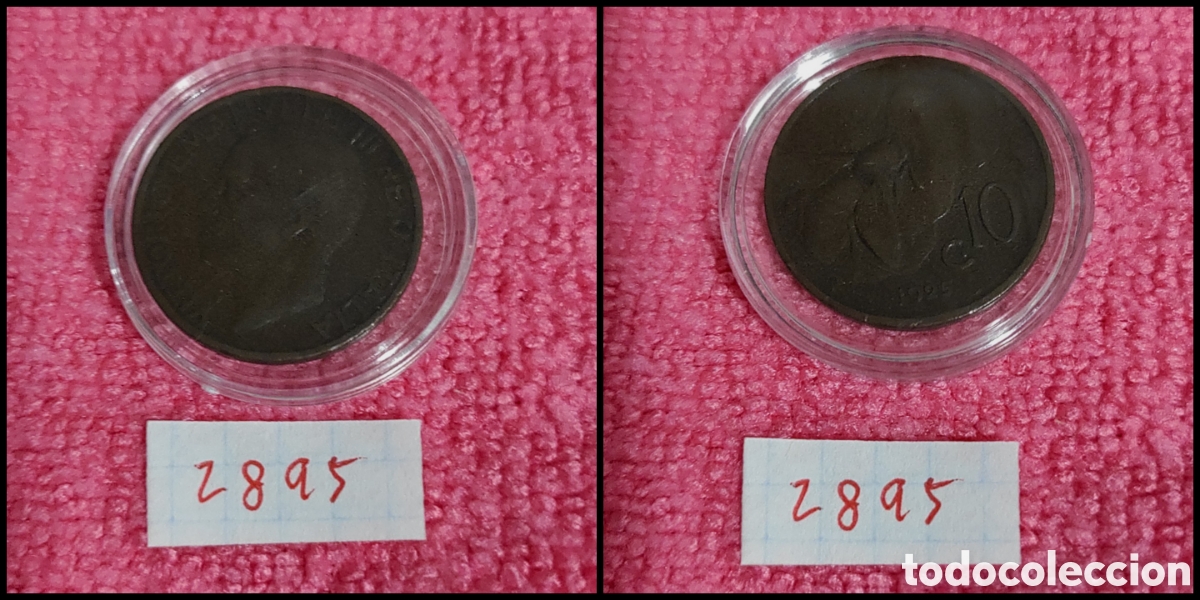 Monedas antiguas de Europa: 10 cent&eacute;simos italianos a&ntilde;o 1925
