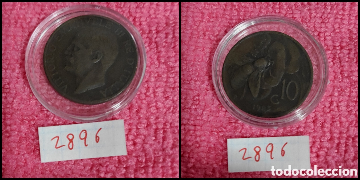 Monedas antiguas de Europa: 10 cent&eacute;simos italianos a&ntilde;o 1923