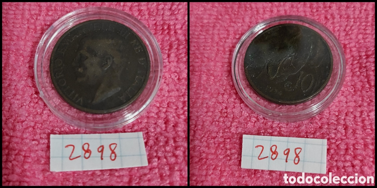Monedas antiguas de Europa: 10 cent&eacute;simos italianos a&ntilde;o 1934