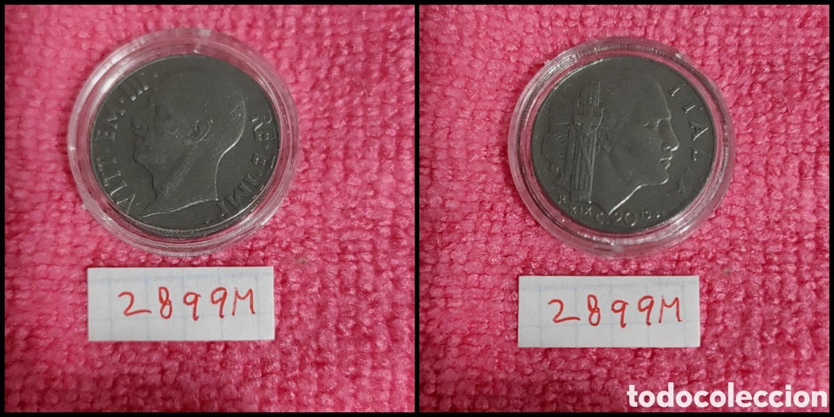 Monedas antiguas de Europa: 20 cent&eacute;simos italianos a&ntilde;o 1941 XIX, MAGN&Eacute;TICA, 21,8MM