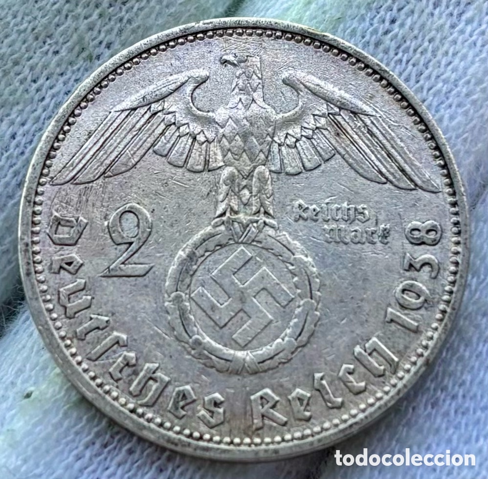 Monedas antiguas de Europa: Moneda PLATA ALEMANIA NAZI 2 Marcos 1938-A. Reichmark