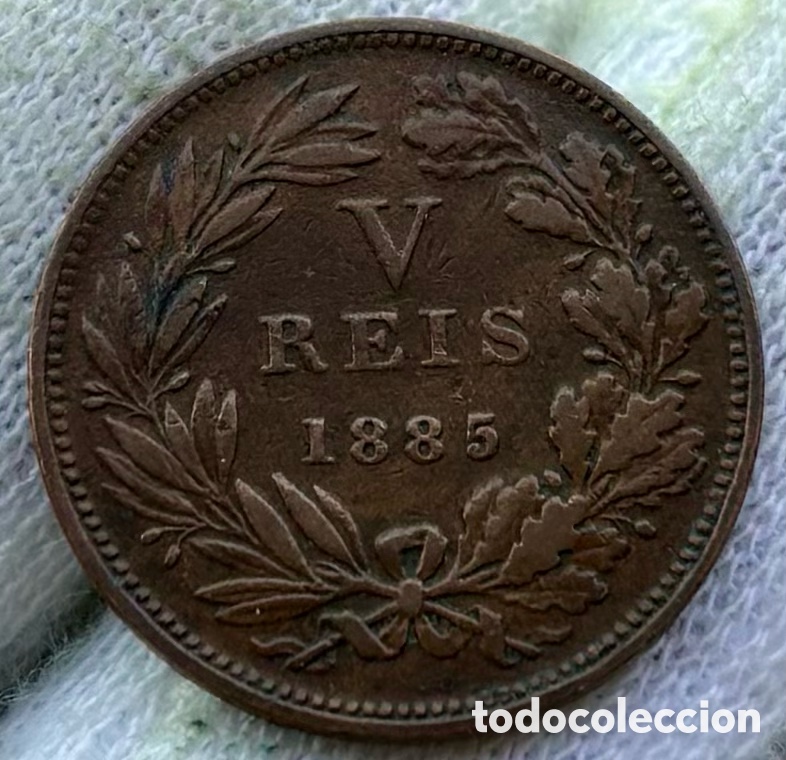 Monedas antiguas de Europa: Moneda PORTUGAL 5 Reis 1885. Luis I