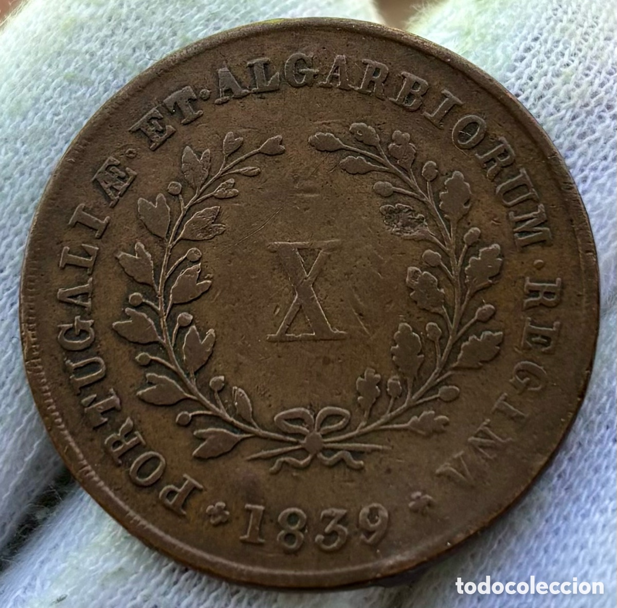 Moedas antigas da Europa: Moneda PORTUGAL 10 Reis 1839. Mar&iacute;a II