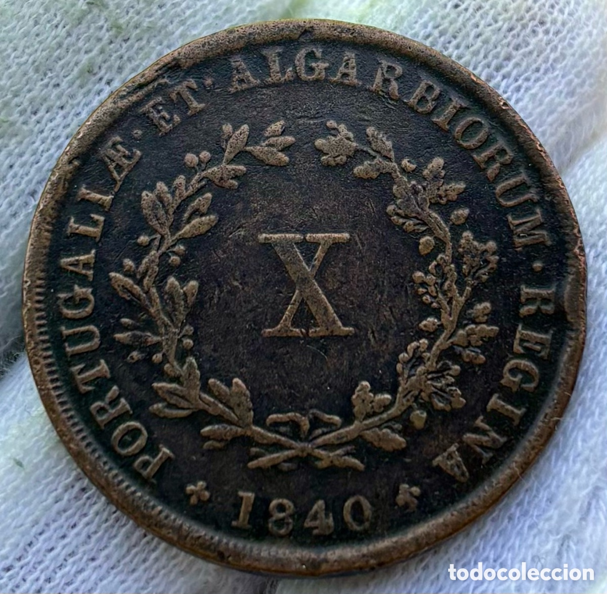 Monedas antiguas de Europa: Moneda PORTUGAL 10 Reis 1840. Mar&iacute;a II