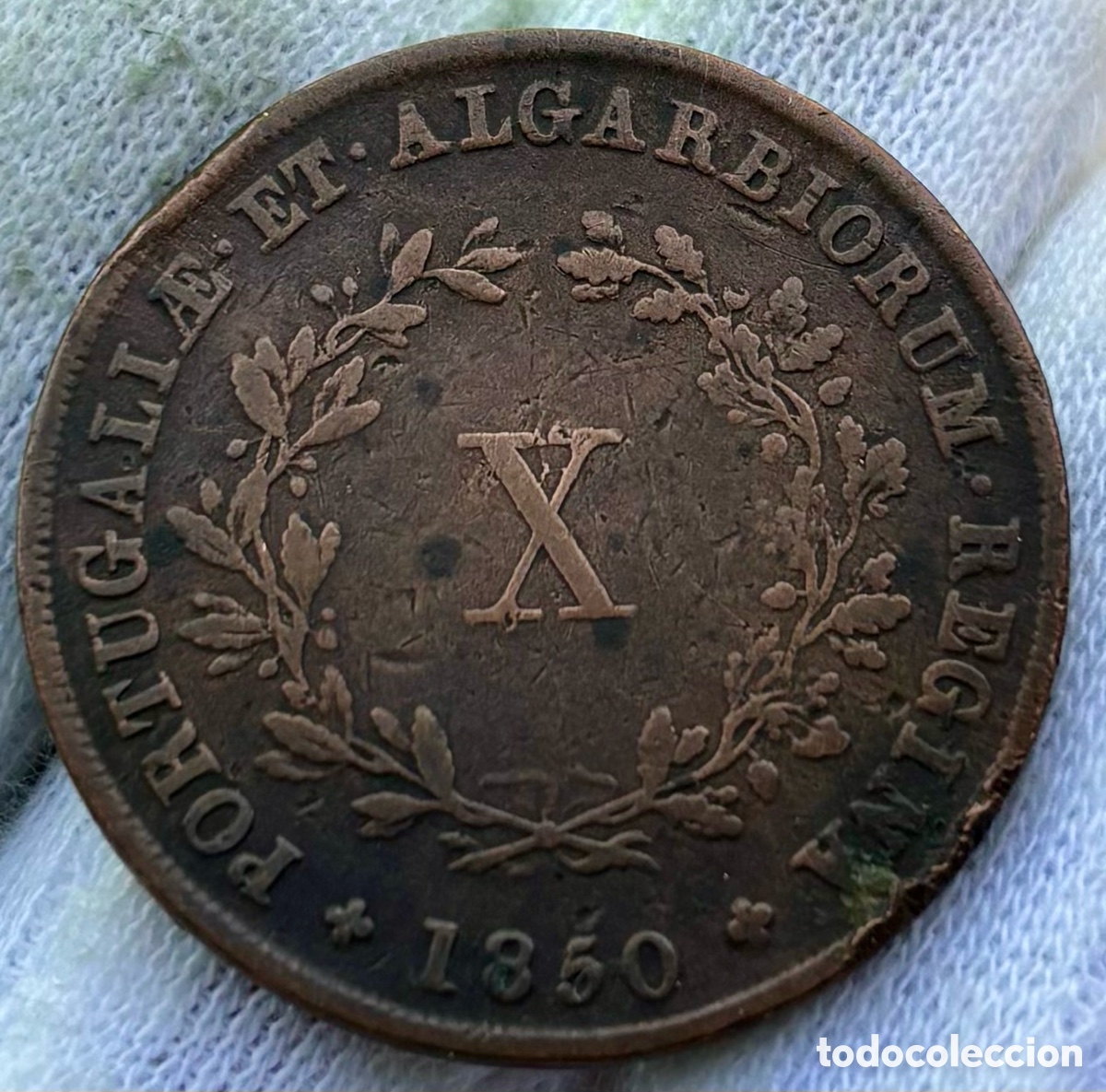 Monedas antiguas de Europa: Moneda PORTUGAL 10 Reis 1850. Mar&iacute;a II