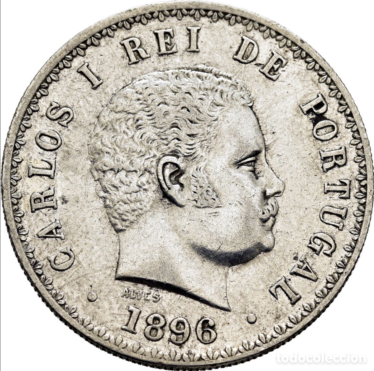 Monedas antiguas de Europa: Moneda PLATA PORTUGAL 500 Reis 1896 Carlos I