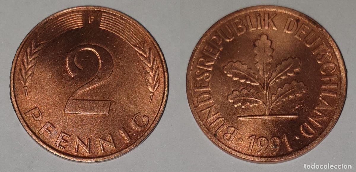 Monedas antiguas de Europa: Alemania 2 Pfennig 1991 F - Rep&uacute;blica Federal de Alemania - KM#106a