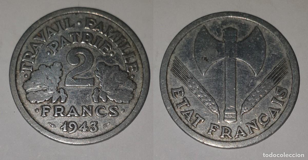 Monedas antiguas de Europa: Francia 2 Francos 1943 - Estado Franc&eacute;s (Vichy) - KM#904