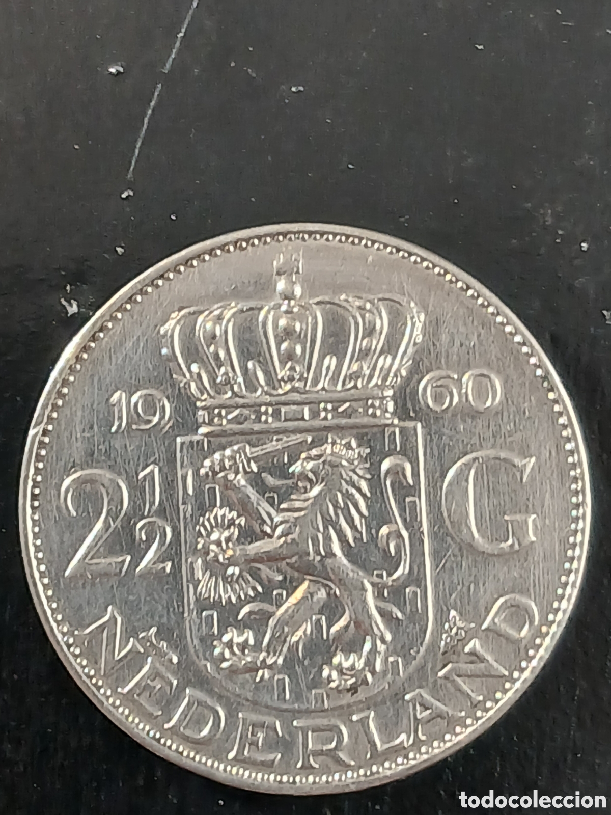 Monedas antiguas de Europa: 2&frac12; Gulden Holanda 1960.Reina Juliana 15 g Pa&iacute;ses Bajos