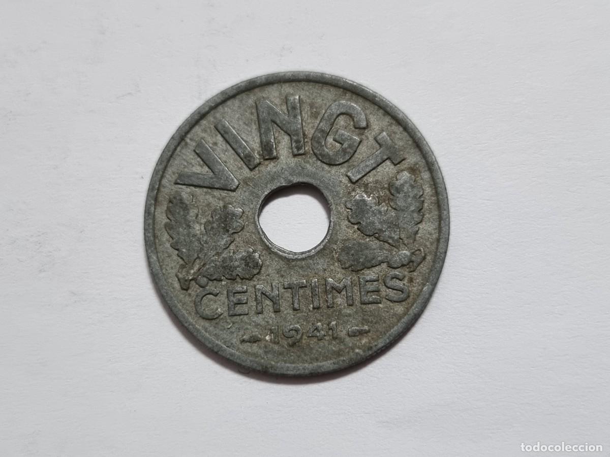 Monedas antiguas de Europa: Antigua Moneda Francesa Francia Vingt 20 Centimos 1941 Zinc Coleccionista