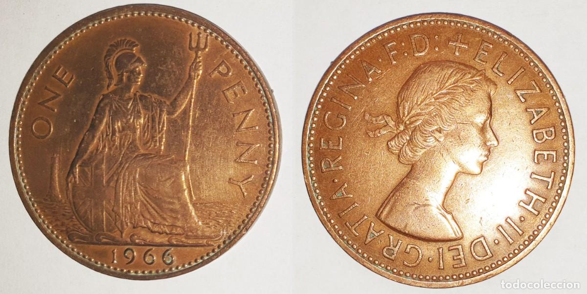Monedas antiguas de Europa: Reino Unido 1 Penique 1966 - Isabel II - KM#897