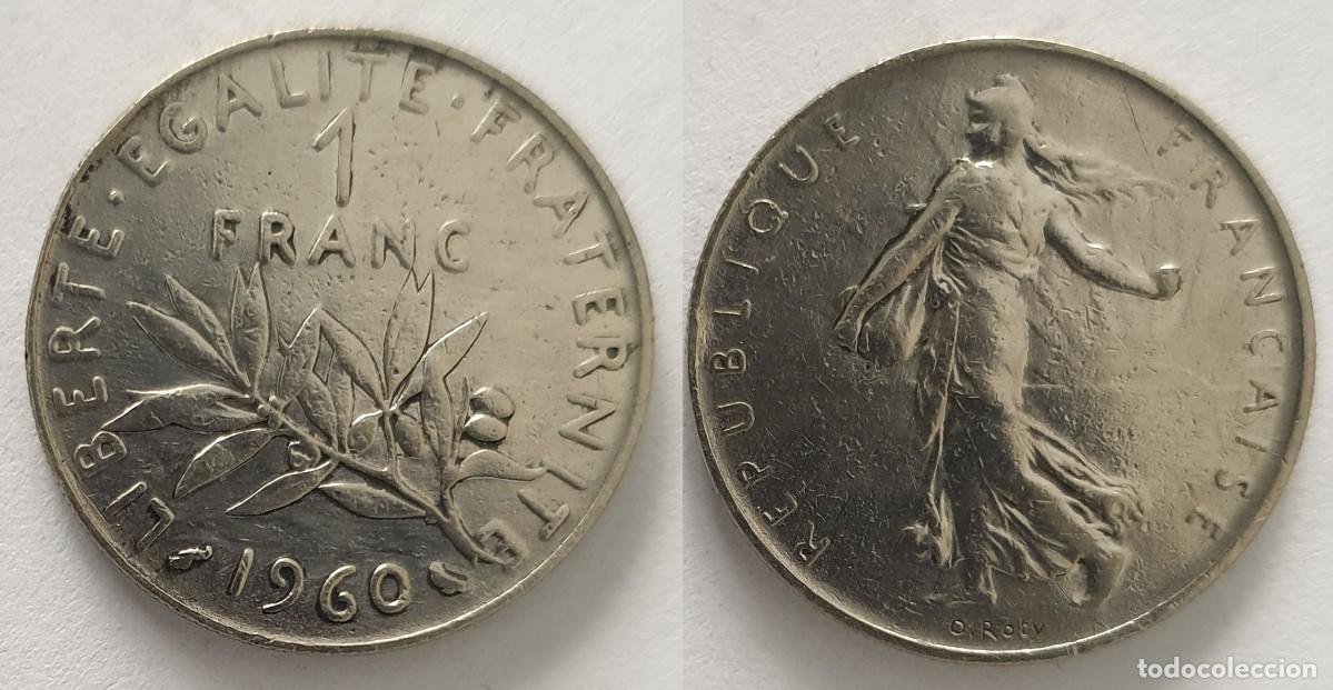 Monedas antiguas de Europa: Francia 1 Franco 1960 - Quinta Rep&uacute;blica - KM#925