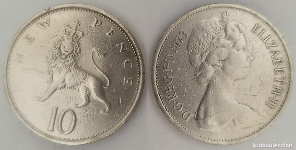 Monedas antiguas de Europa: Reino Unido 10 Nuevos Peniques 1973 - Isabel II - KM#912