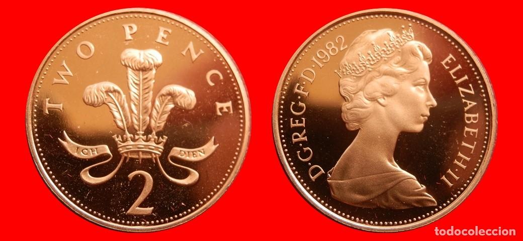 Monedas antiguas de Europa: 2 PENIQUES PENCE 1982 SIN CIRCULAR PROOF PROCEDENTE DE BLISTER INGLATERRA REINO UNIDO-9235SC