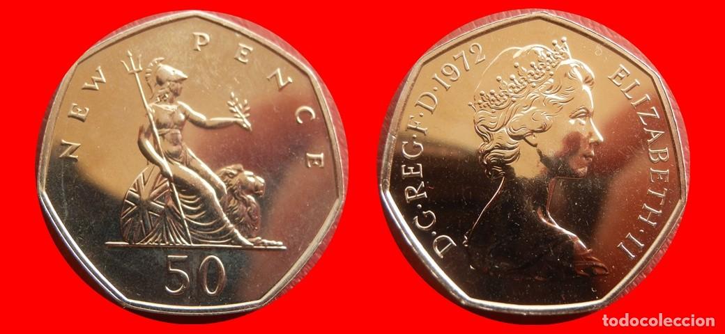 Monedas antiguas de Europa: 50 PENIQUES PENCE 1972 SIN CIRCULAR PROOF PROCEDENTE DE BLISTER INGLATERRA REINO UNIDO-9239SC