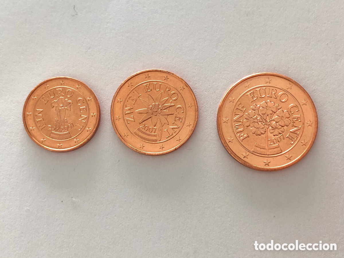 Monedas antiguas de Europa: Lote 3 Monedas Euro Austria 2007 (SC)