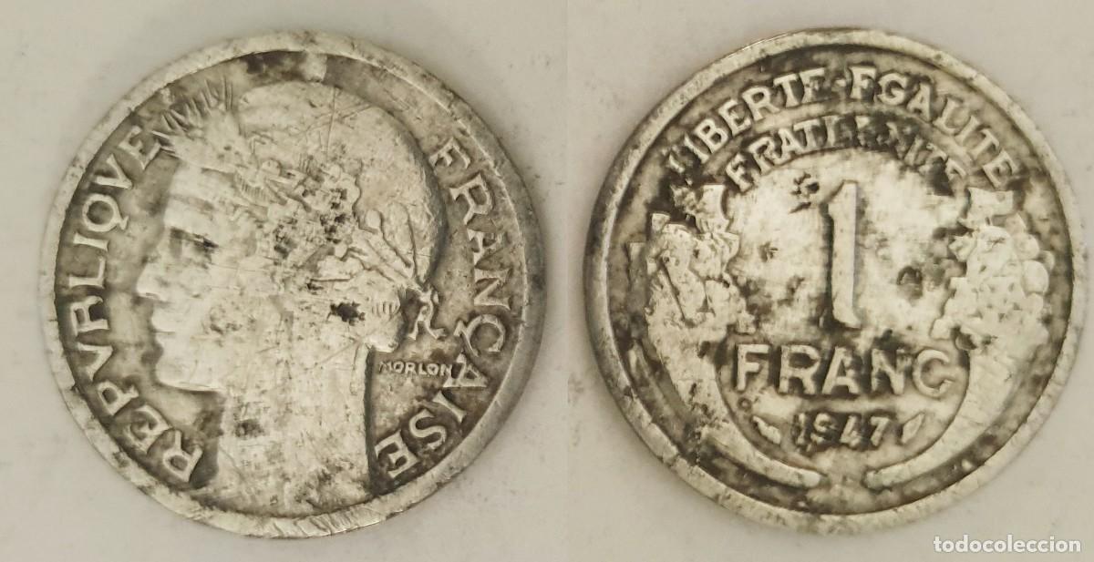 Monedas antiguas de Europa: Francia 1 Franco 1947 - Cuarta Rep&uacute;blica - KM#885a