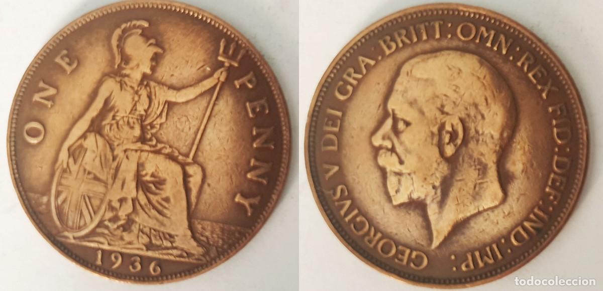 Monedas antiguas de Europa: Reino Unido 1 Penique 1936 - Jorge V - KM#838
