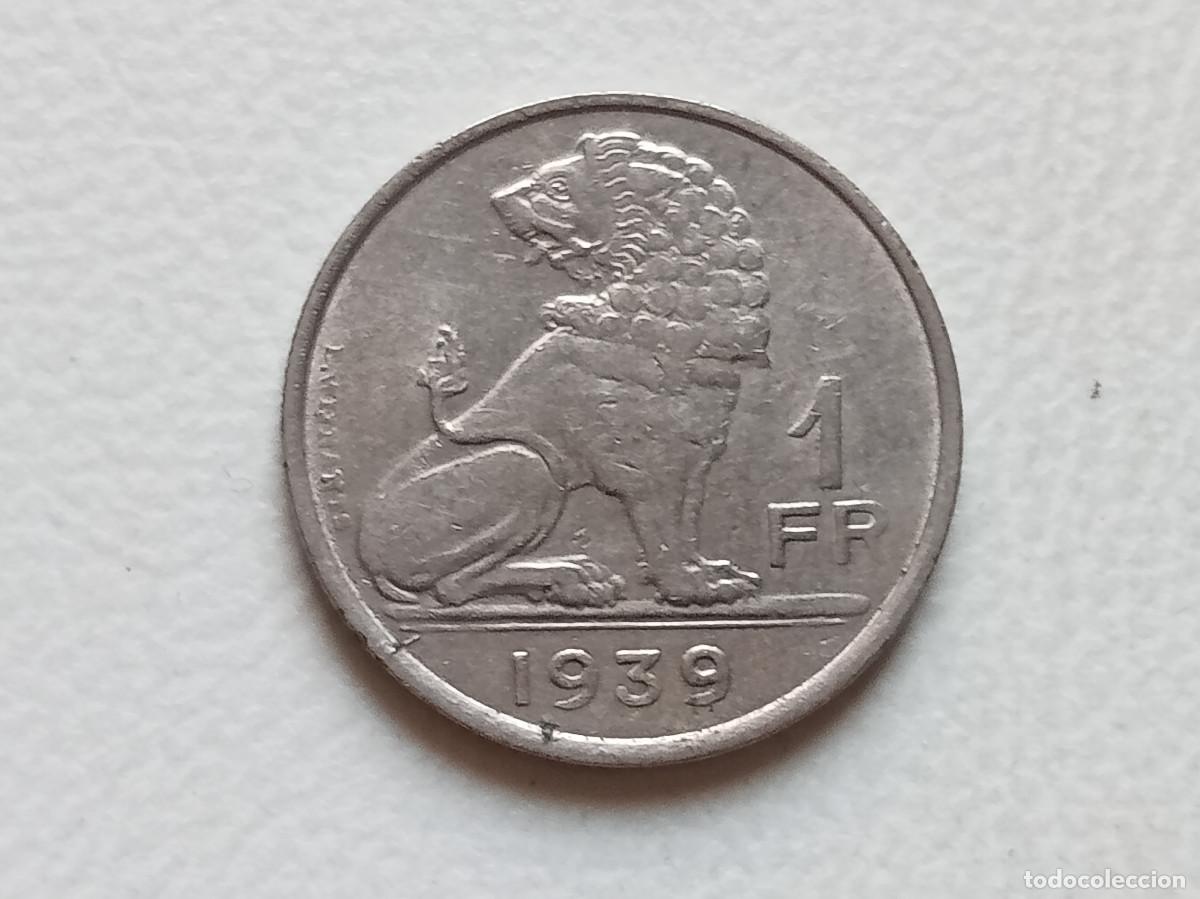 Moedas antigas da Europa: B&Eacute;LGICA 1 FRANC 1939 BELGIE BELGIQUE KM#120