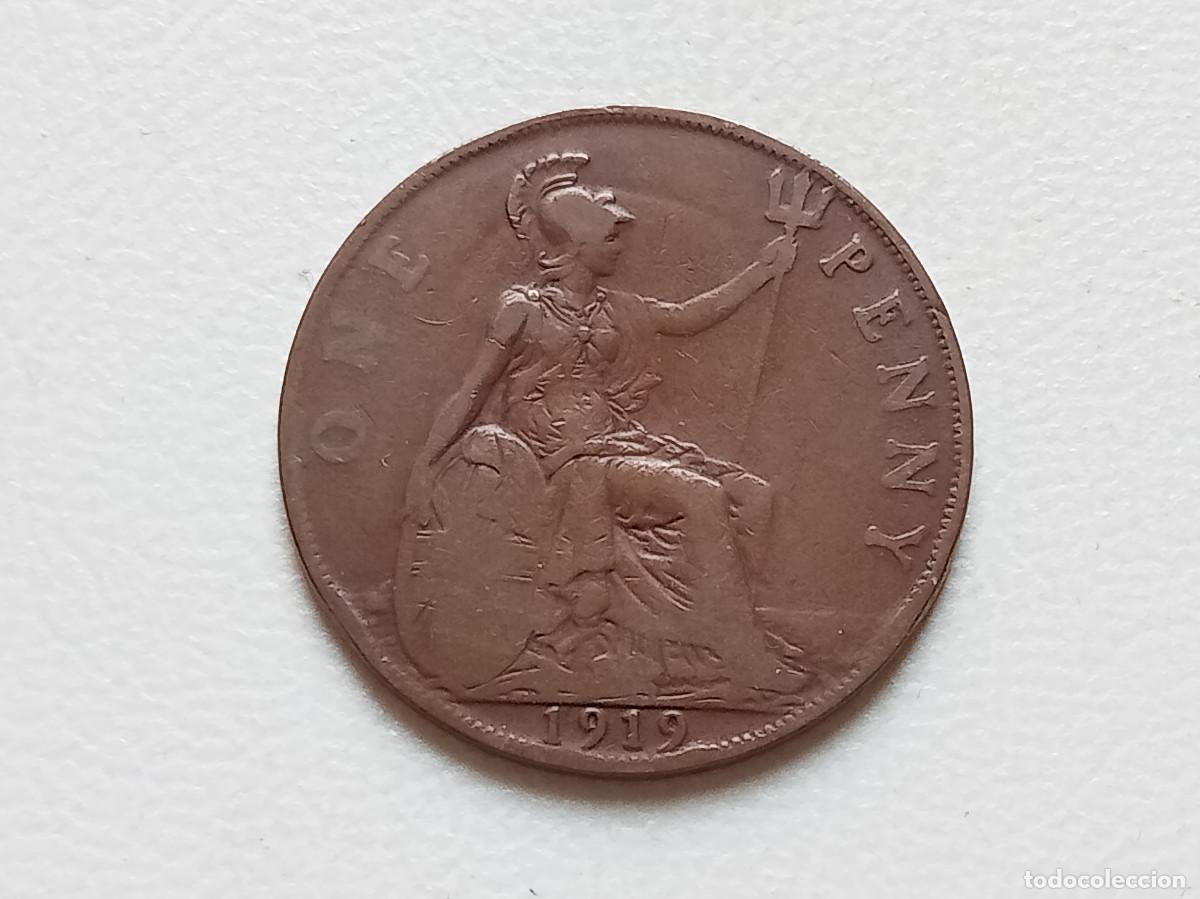 Moedas antigas da Europa: REINO UNIDO JORGE V ONE PENNY 1919