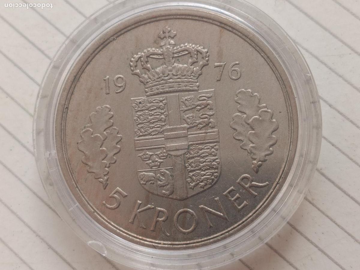 Monedas antiguas de Europa: 5 KRONER DINAMARCA MARGRETHE II 1976 ENCAPSULADA SC