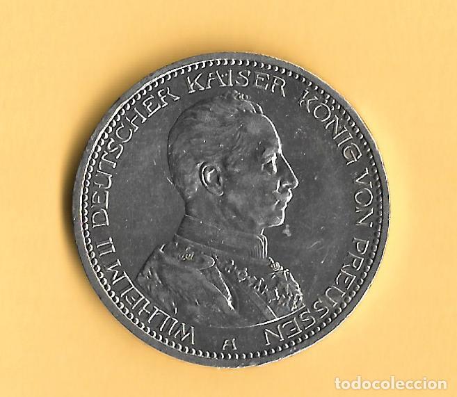 Monedas antiguas de Europa: PRUSIA 5 MARCOS 1913, GUILLERMO II EN UNIFORME