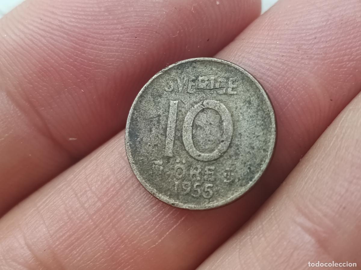 Monedas antiguas de Europa: Suecia. 10 &ouml;re de plata, a&ntilde;o 1955