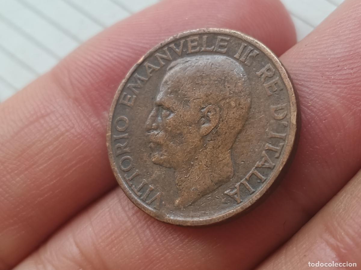 Monedas antiguas de Europa: 10 cent&eacute;simos de Italia. A&ntilde;o 1921. Rey Emanuele III