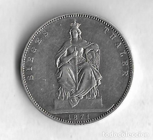 Monedas antiguas de Europa: PRUSIA 1 TALER 1871, VICTORIA SOBRE FRANCIA