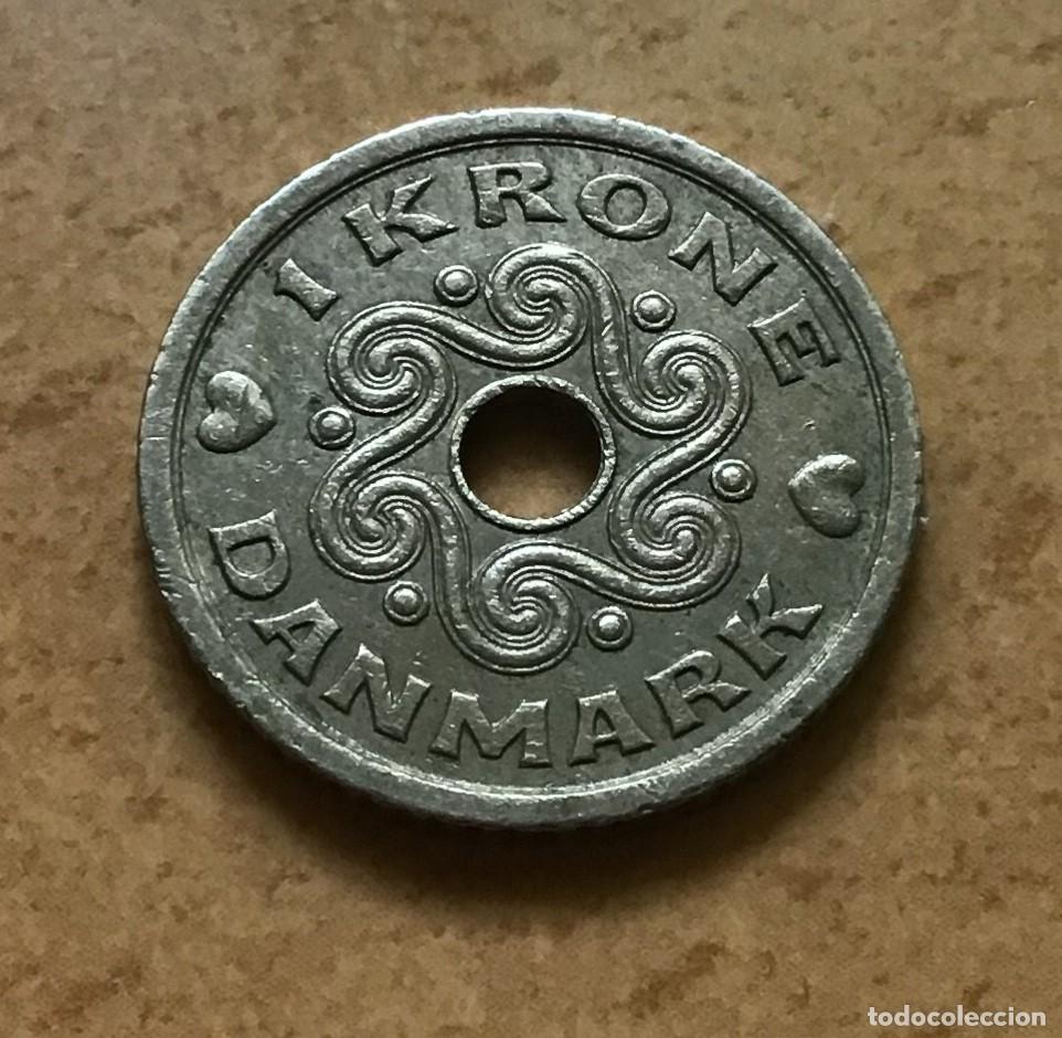 Monedas antiguas de Europa: 1 corona de Dinamarca. A&ntilde;o 1992